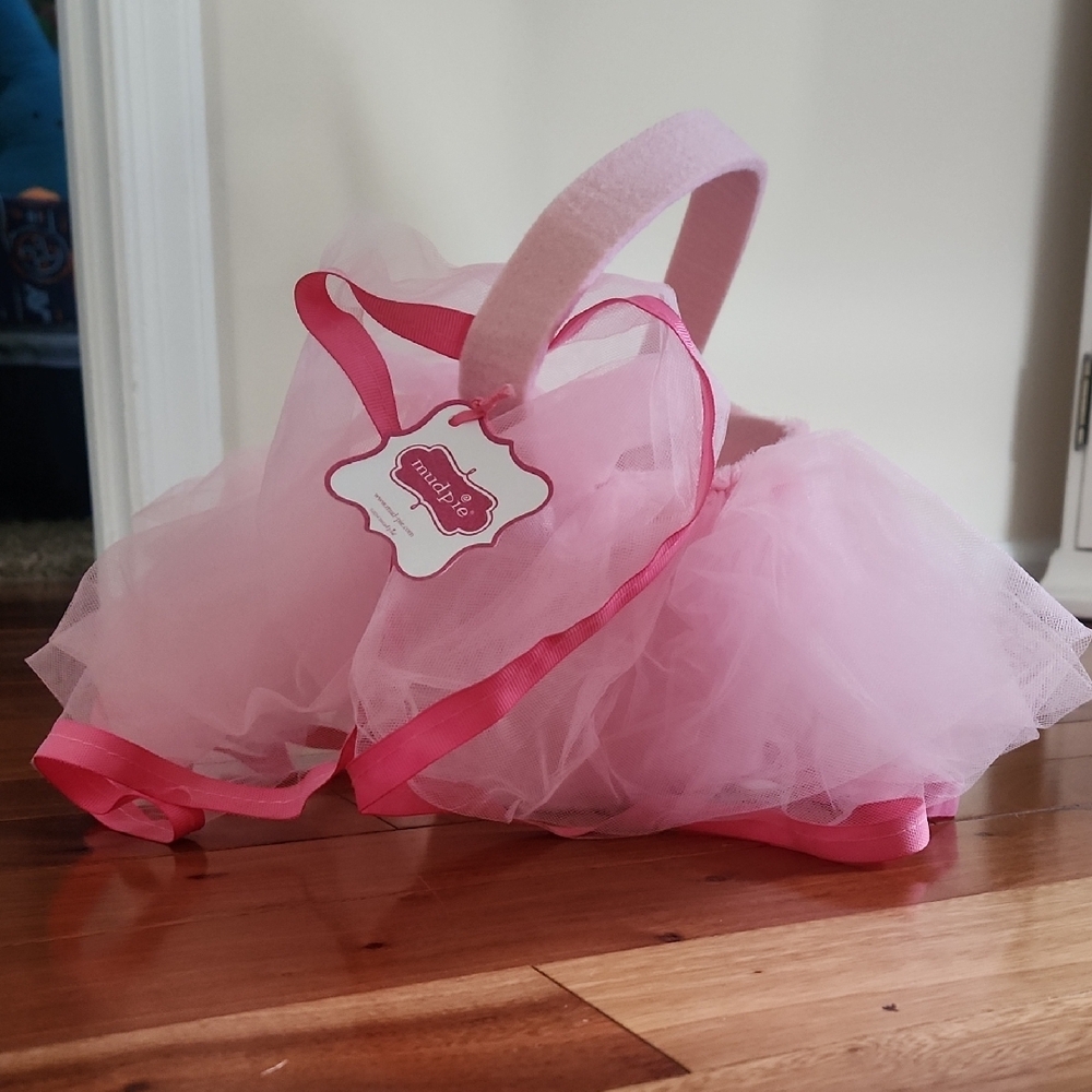 Mud Pie Pink Tulle Tote Basket